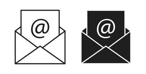 Email icons illustration, editable stroke, flat design style isolated on white