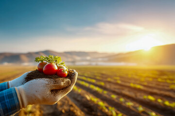 Sustainable agriculture concept, organic farming with fresh produce