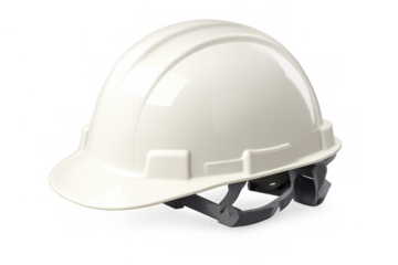 White hard hat showing industrial safety and worker protection on a transparent background, offering reliable head protection