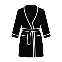 Naklejka premium Minimalist icon of a black bathrobe with a white waist tie