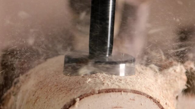 Do It Yourself Woodworking: Forstner Bit Drilling Birch Wood