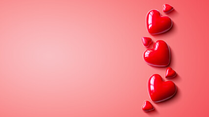 Red Hearts on Pink Background: Romantic Love and Valentine's Day Concept