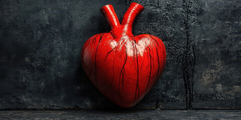 Red Glossy Heart on Background