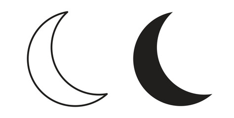 Moon icons illustration, editable stroke, flat design style isolated on white © iconic