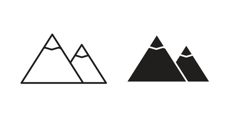 Mountain icons illustration, editable stroke, flat design style isolated on white