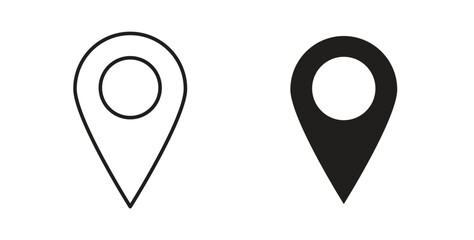 Navigation pin icons illustration, editable stroke, flat design style isolated on white