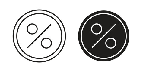 Fototapeta premium Percentage icons illustration, editable stroke, flat design style isolated on white