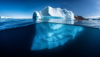 dramatic iceberg shows only the tip with most underwater