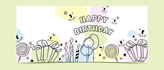 Simple minimalist birthday banner. Children happy birthday card
