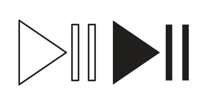 Play pause icons illustration, editable stroke, flat design style isolated on white