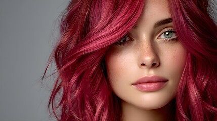 Fototapeta premium Woman with red hair and a pinkish face