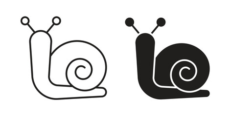 Snail icons illustration, editable stroke, flat design style isolated on white © iconic