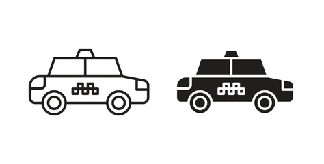 Fototapeta premium Taxi icons illustration, editable stroke, flat design style isolated on white