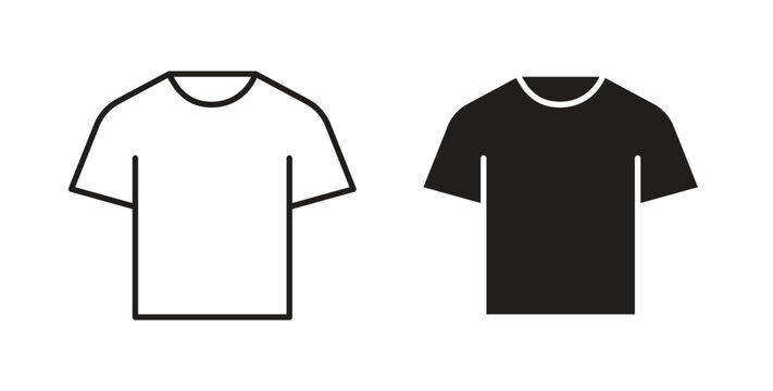 T shirt icons illustration, editable stroke, flat design style isolated on white