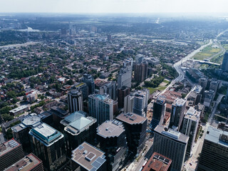Obraz premium aerial city view of the skyline of downtown Ottawa, including Parliament buildings Ottawa, Ontario Canada.
