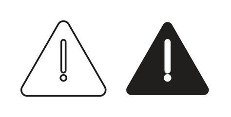 Warning icons illustration, editable stroke, flat design style isolated on white