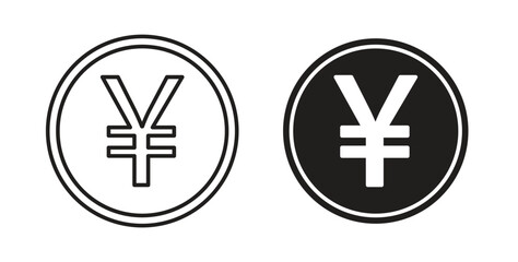 Obraz premium Yen icons illustration, editable stroke, flat design style isolated on white