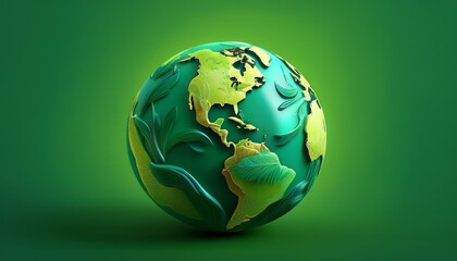 Fototapeta premium earth globe on green background