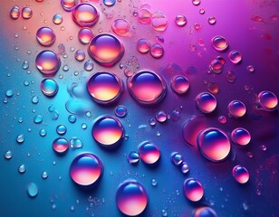 abstract background with water drops on a vibrant gradient a fresh colorful design blending from blue to pink and purple