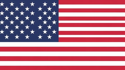 American flag illustration with fifty stars and thirteen stripes in traditional red white and blue. Patriotic United States national symbol.