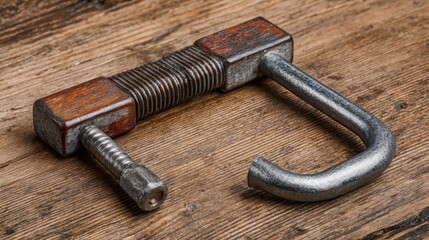 C-Clamp on Wooden Table for Holding Wood or Metal