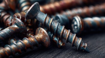 Macro Photo of Steel Screws &ndash; Industrial Background