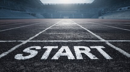 New Beginnings Concept with Starting Line on Running Track