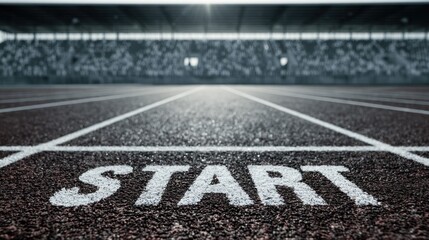 New Beginnings Concept with Starting Line on Running Track