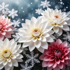 flowers with beautiful snow dew
