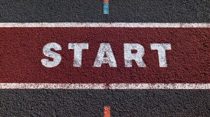 New Beginnings Concept with Starting Line on Running Track
