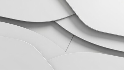 Abstract background of overlapping white paper sheets with soft shadows and curved edges, minimalist texture