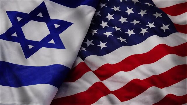 USA Israel. Video American flag and Flag of Israel conveys the partnership between the two states through the main symbols of these countries