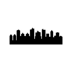 Fototapeta premium A black silhouette of an abstract city skyline with buildings, urban scene