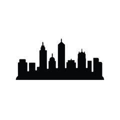 Obraz premium Dramatic Skyline Silhouette Against White Background Depicting Urban Landscape Beauty