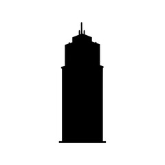 Silhouette of a towering skyscraper, architectural landmark, urban skyline representation