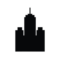 Naklejka premium Silhouette of Pixelated Building in the City, Architecture in Pixel Style