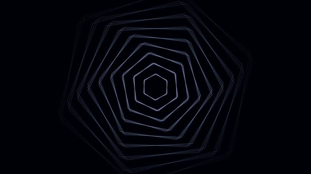 Infinite tunnel zoom effect rotating hexagons purple blue 4K seamless loop hypnotic vortex warp speed animation