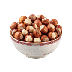 Obraz premium Bowl of hazelnuts isolated on transparent background
