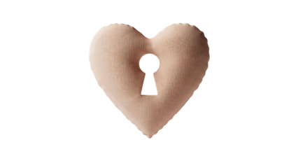Heart shaped lock with keyhole on white background isolated on transparent background