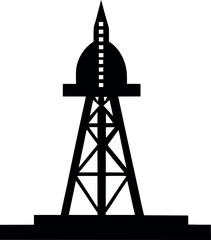 Oil Drilling Rig Structure Icon Silhouette Industrial Vector Illustration