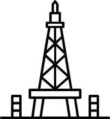 Oil Drilling Rig Platform Icon Line Art Illustration