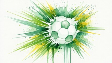 Soccer Ball Burst: The dynamic image portrays a soccer ball at the center of an artistic explosion, radiating vibrant energy, and symbolizing the thrill of the game.