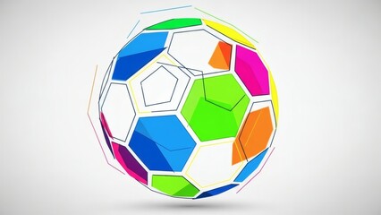 Football Abstract Art: A vibrant, geometric illustration of a soccer ball bursts with color, perfect for sports, design, and creative projects. 