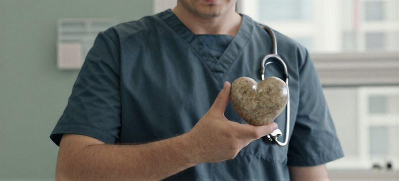 Doctor Holding Heart Symbol of Patient Care