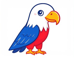 Obraz premium American bald eagle with white head and yellow beak and brown feathered body