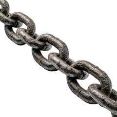 Close-up of rusty metal chain isolated on transparent background