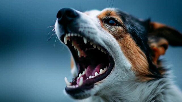Close-up view of a dog barking and attempting to bark, capturing emotion, alertness, sound, and expression in a powerful canine moment that shows communication, instinct, and energy loud reaction