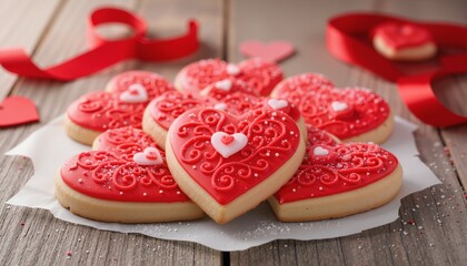 Red Heart Shaped Valentine's Day Sugar Cookies
