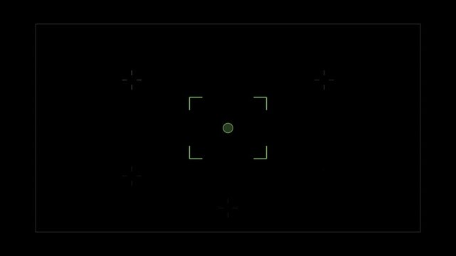Camera autofocus animation searching locking green yellow brackets 4K seamless loop photography AF tracking overlay