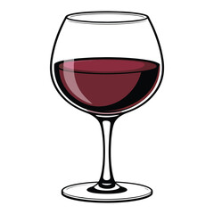 Elegant Illustration of Red Wine Glass with Dark Red Wine Against Clean White Background Ideal for Wine Industry and Beverage Related Designs